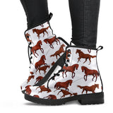 Horses Running Pattern Background Leather Boots