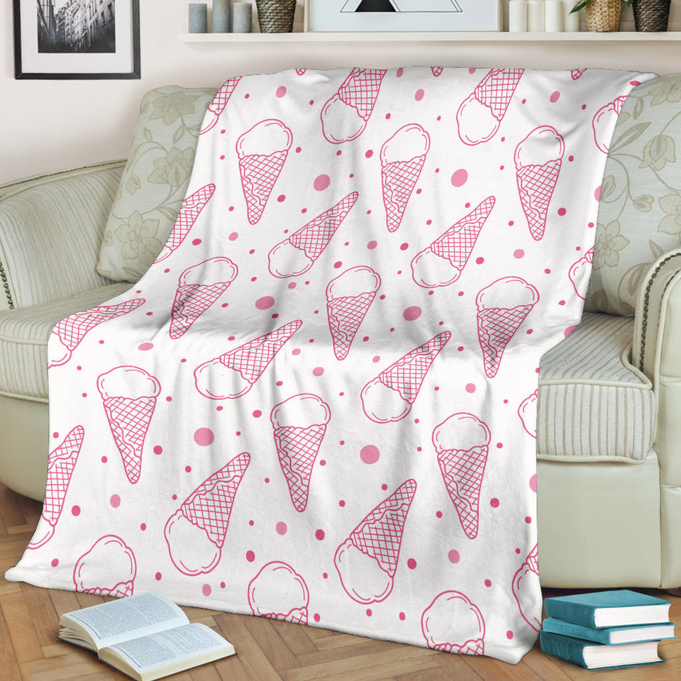 Hand Drawn Ice Cream Pattern Premium Blanket