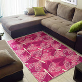 Beautiful Dragonfly Pink Background Area Rug