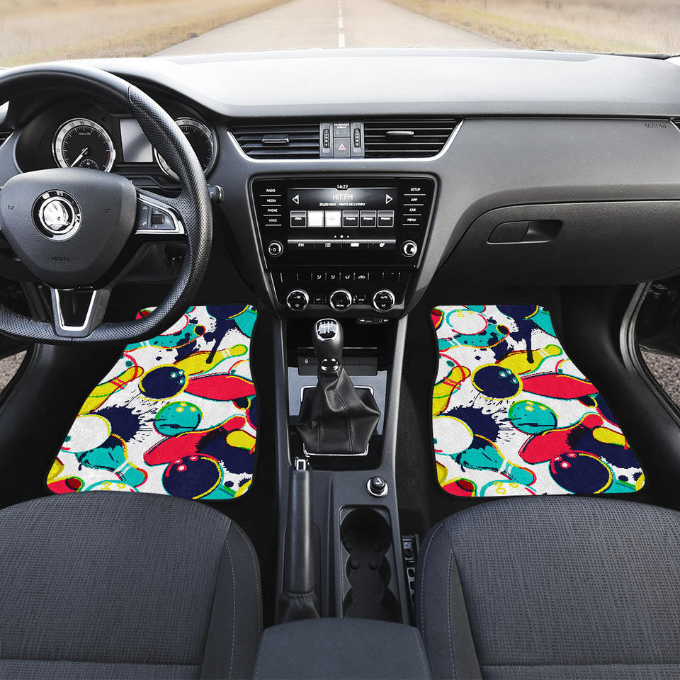 Watercolor Bowling Ball Pins Front And Back Car Mats
