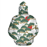 Bonsai Red Sun Japanese Pattern Zip Up Hoodie