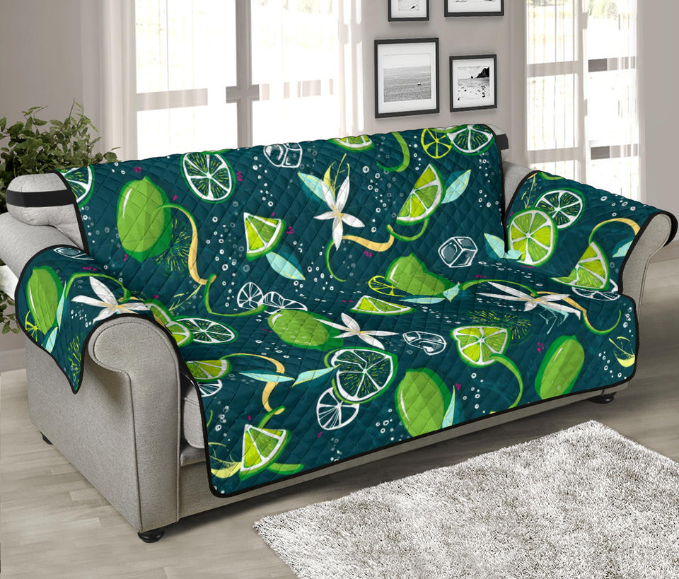 Lime ice flower pattern Sofa Cover Protector