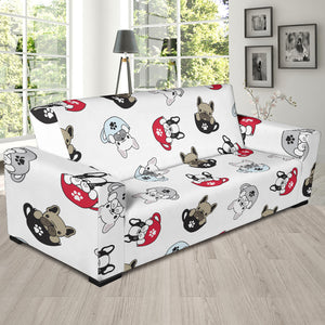 French Bulldog Cup Paw Pattern Sofa Slipcover