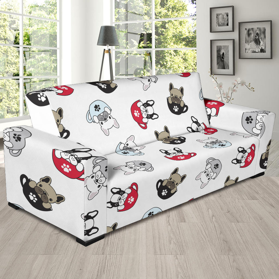 French Bulldog Cup Paw Pattern Sofa Slipcover