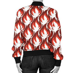 Fire Flame Symbol Design Pattern Women'S Bomber Jacket