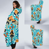 Cute Sea Otters Fishe Sea Urchin Pattern Hooded Blanket