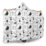 Crows Floral Wreath Rabbit Pattern Hooded Blanket