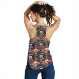 Sugar skulls flower maxican pattern Women Racerback Tank Top