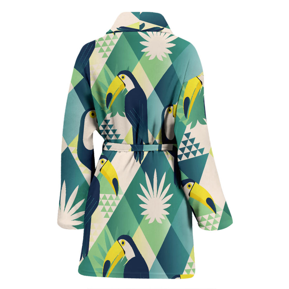 Toucan Tropical Leaves Design Pattern  Women'S Bathrobe