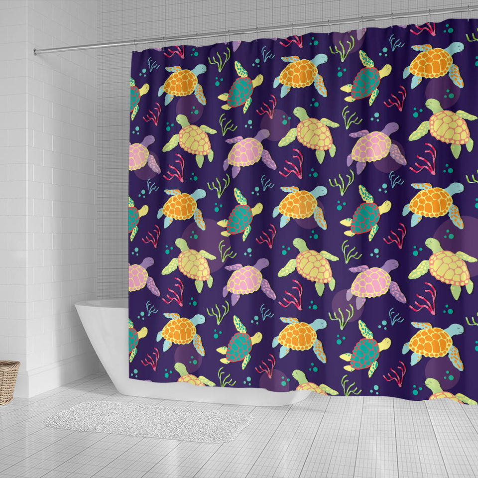 Colorful Sea Turtle Pattern Shower Curtain Fulfilled In US