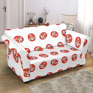 Daruma Japanese Wooden Doll Pattern Loveseat Couch Slipcover