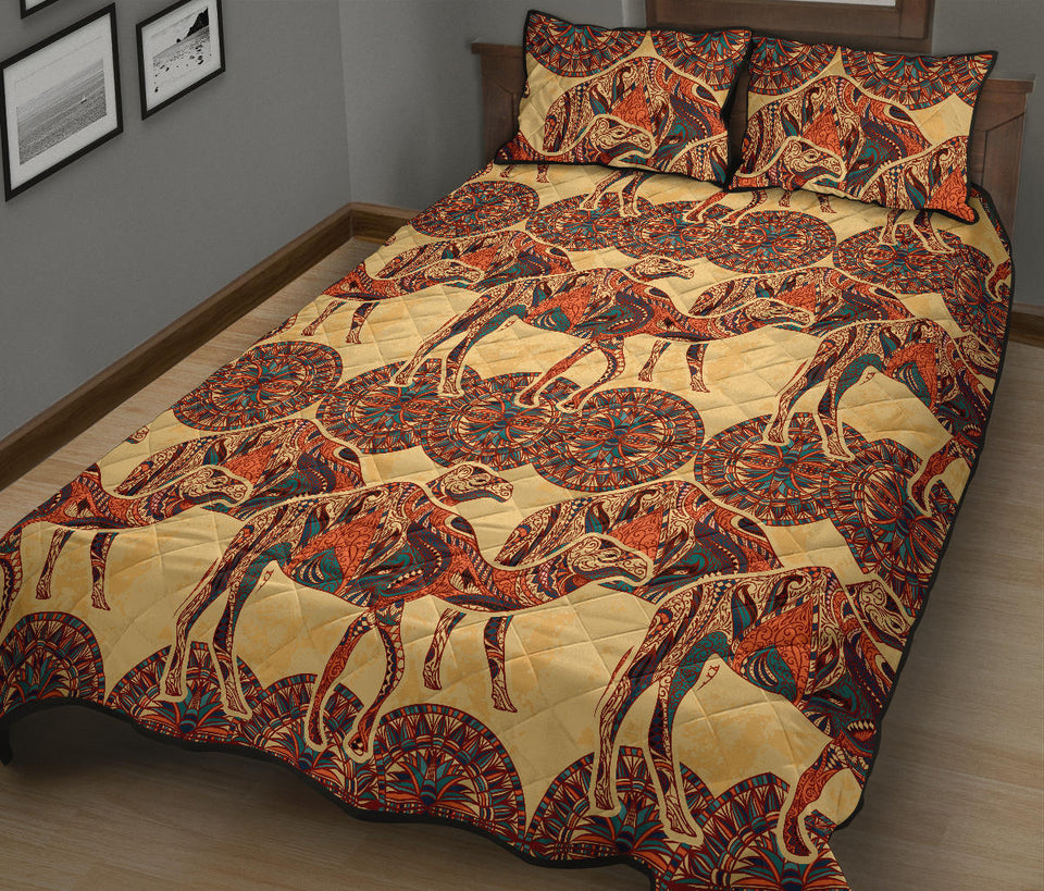 Camel polynesian tribal design pattern Quilt Bed Set
