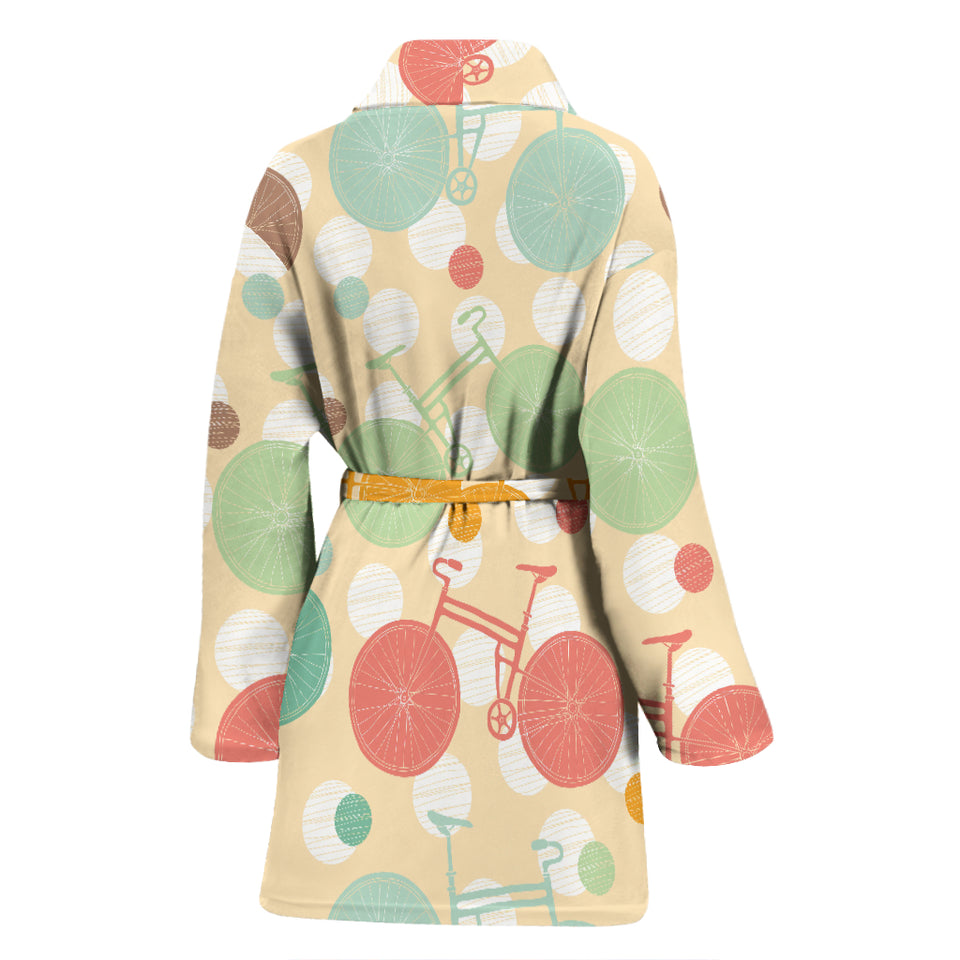 Bicycle Pattern Print Design 01 Women's Bathrobe