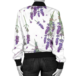 Lavender Flower Design Pattern Women'S Bomber Jacket