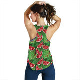 Watermelons tropical palm leaves pattern background Women Racerback Tank Top
