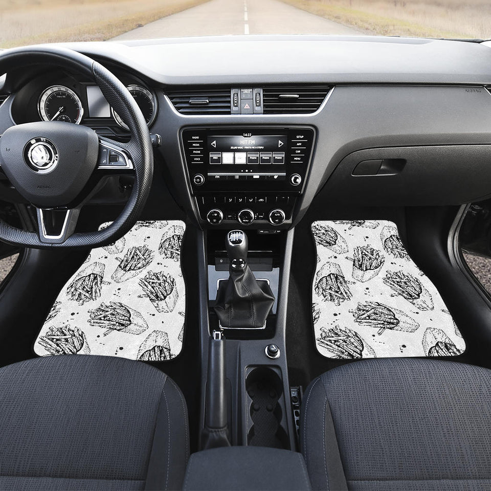 Hand Drawn French Fries Pattern Front And Back Car Mats