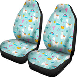Llama Alpaca Cactus Leaves Pattern Universal Fit Car Seat Covers