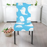 Cute White Sea Lion Seals Pattern Dining Chair Slipcover