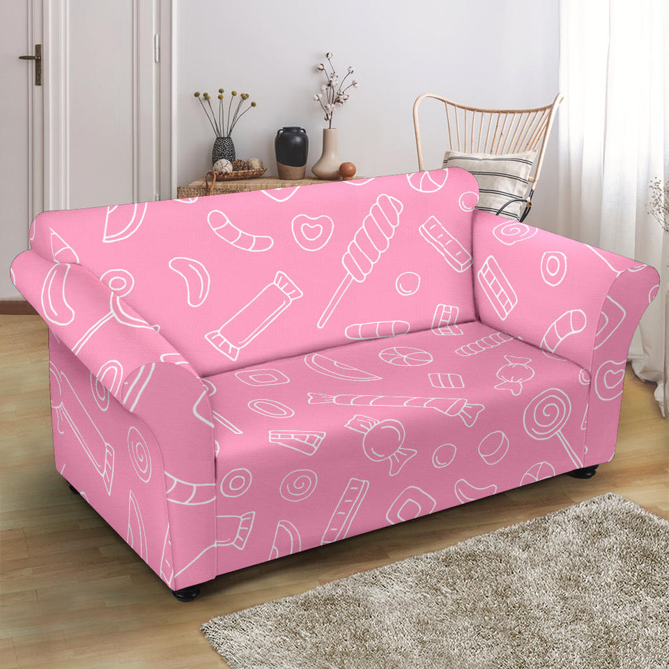 Sweet Candy Pink Background Loveseat Couch Slipcover