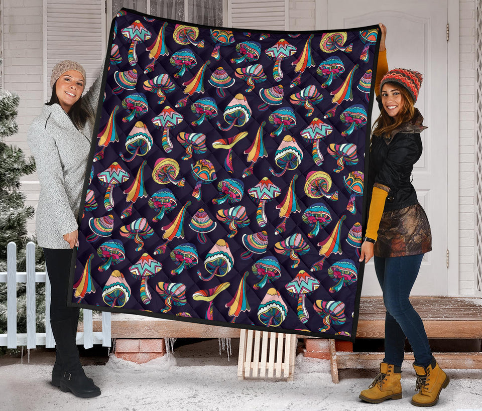 Colorful Mushroom Pattern Premium Quilt