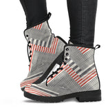 Zigzag Chevron Striped Pattern Leather Boots