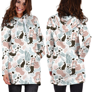Cute Mermaid Pattern Women'S Hoodie Dress