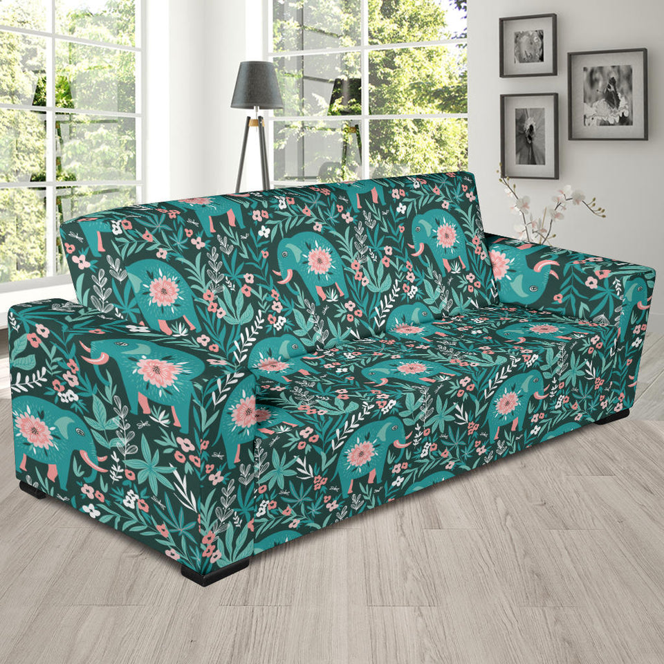 Elephants Jungle Pattern Sofa Slipcover