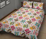 Color cute owl pattern Quilt Bed Set