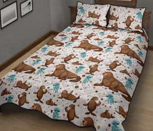 sea lion Seals jellyfish pattern Quilt Bed Set