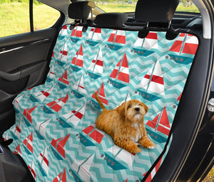 Red White Sailboat Wave Background Dog Car Seat Covers