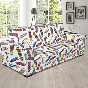 Skate Board Pattern Print Design 05  Sofa Slipcover