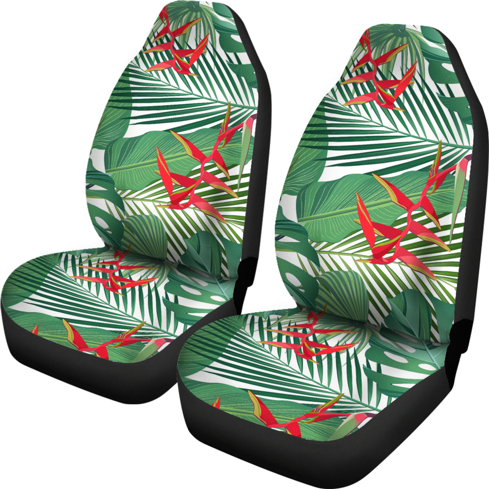 Heliconia Palm And Monstera  Leaves Pattern Universal Fit Car Seat Covers