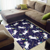 Hand Drawn Cute Unicorn Star Planet Area Rug