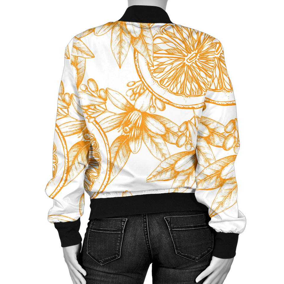 Hand Drawn Orange Fruit Pattern Women'S Bomber Jacket