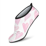 Watercolor Pink Heart Pattern Aqua Shoes