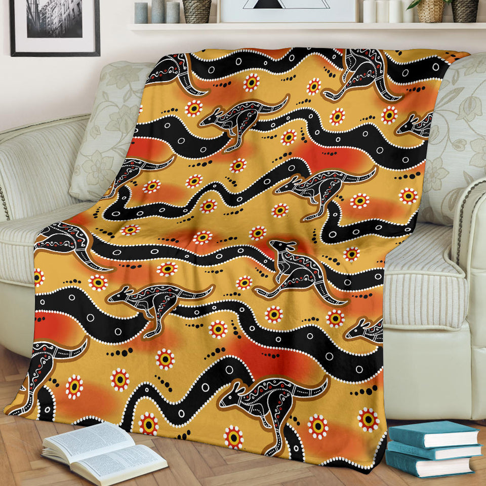 Kangaroo Australian Aboriginal Art Pattern Premium Blanket