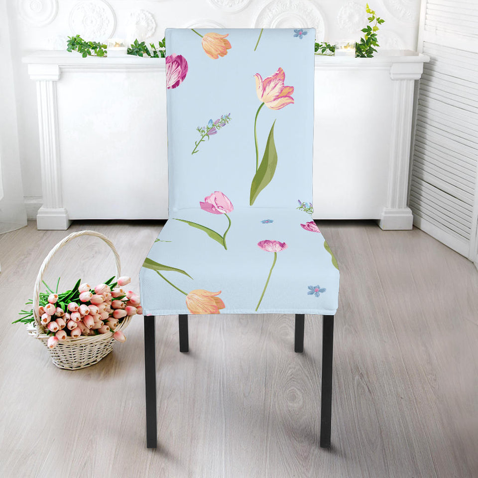 Watercolor Tulips Pattern Dining Chair Slipcover