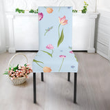 Watercolor Tulips Pattern Dining Chair Slipcover