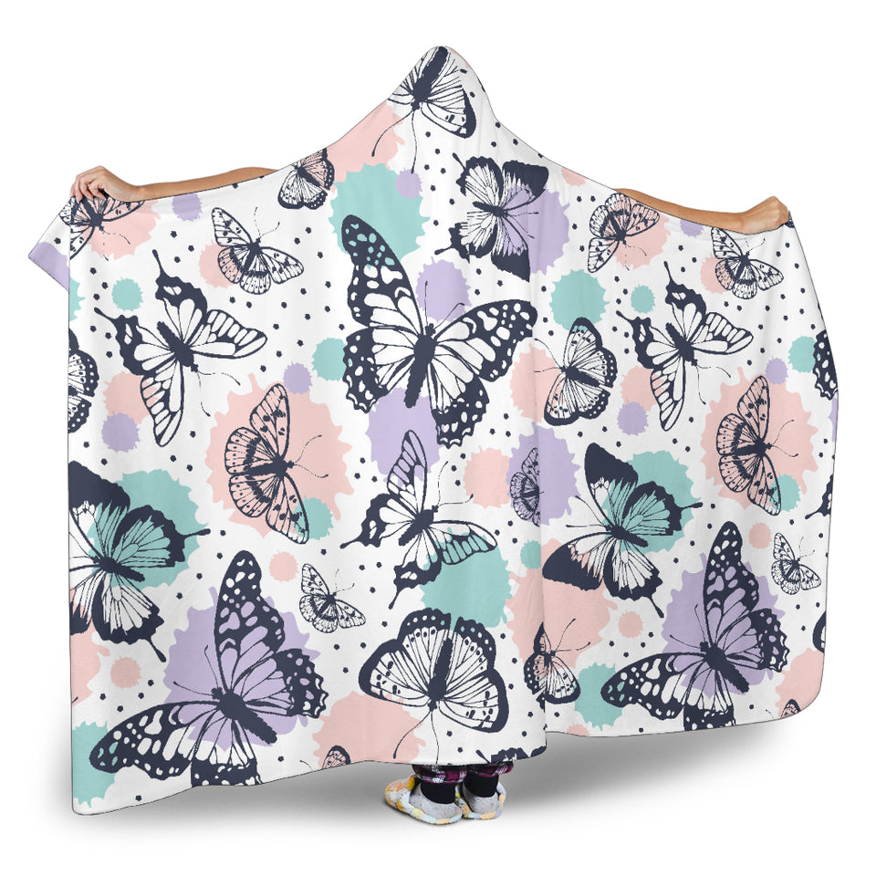 Butterfly Pattern Hooded Blanket