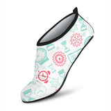 Clock Time Pattern Blackground Aqua Shoes