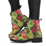 Cool Geometric Lime Pattern Leather Boots