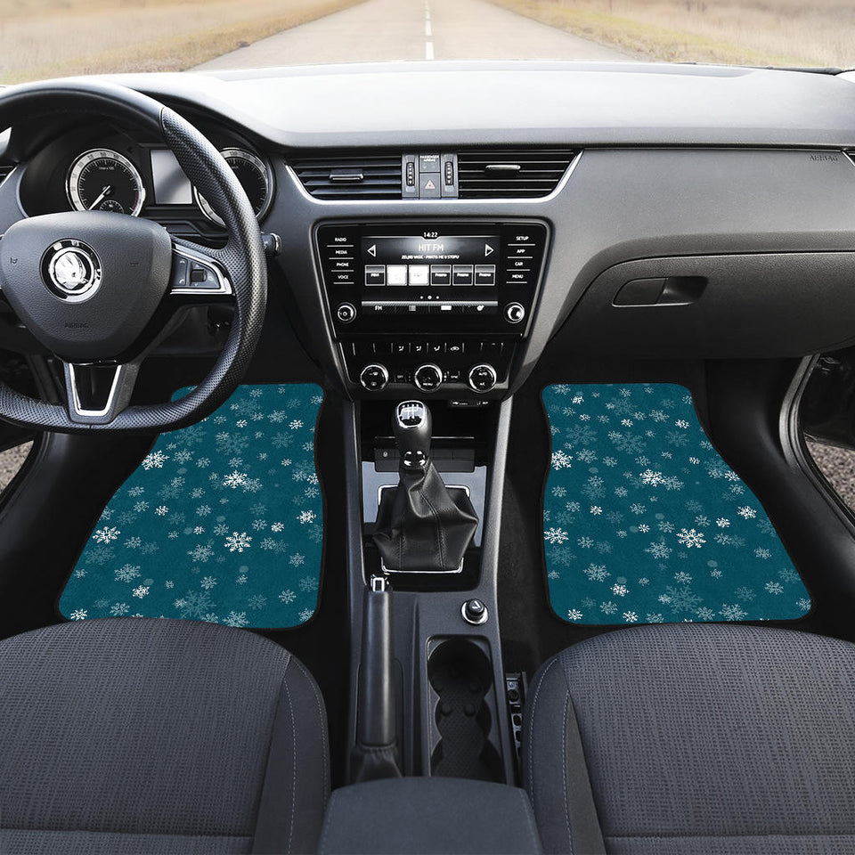 Snowflake Pattern Dark Background Front Car Mats