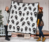 Ninja Pattern Plaid Background Premium Quilt