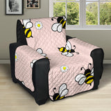 Cute bee flower pattern pink background Recliner Cover Protector