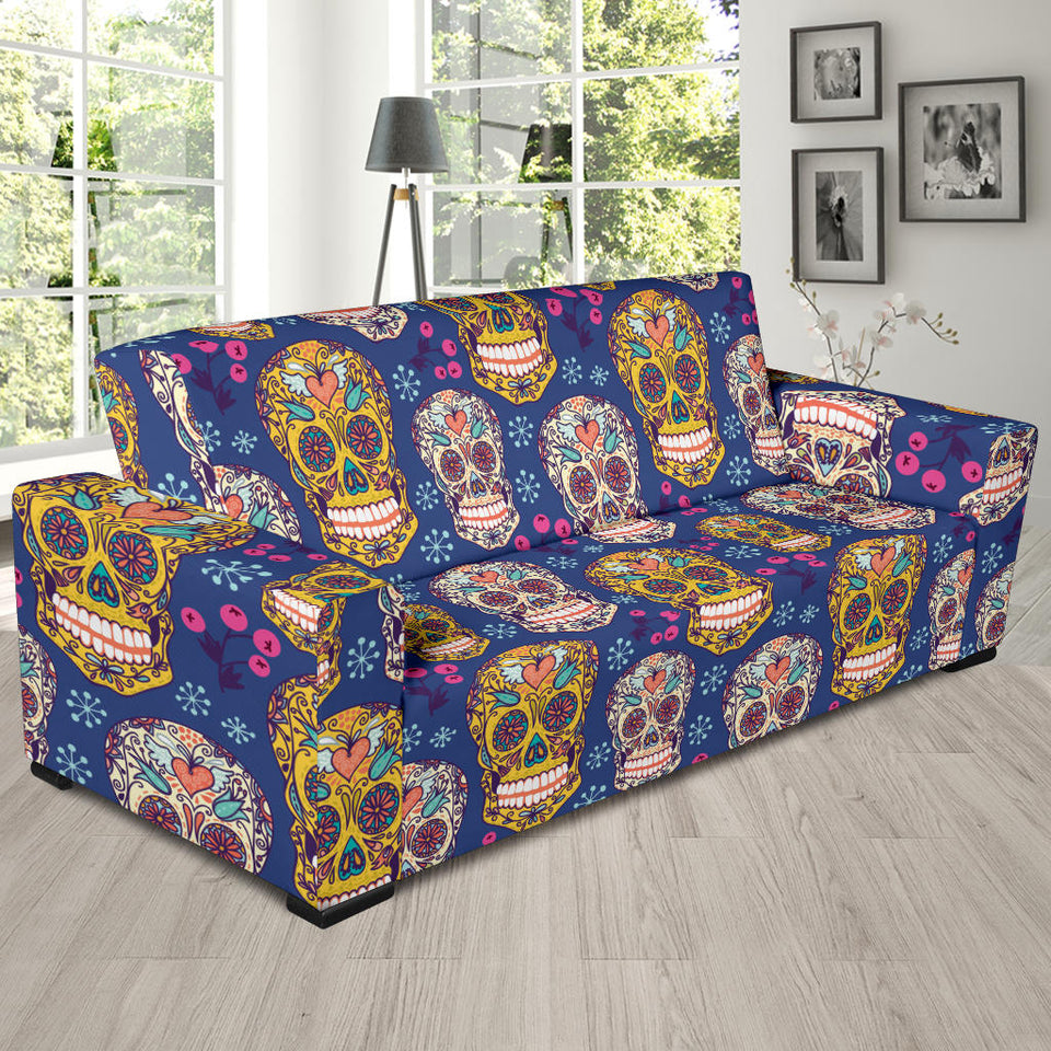 Sugar Skull Flower Pattern Sofa Slipcover