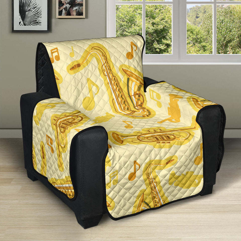 Saxophone cornet pattern yellow background Recliner Cover Protector