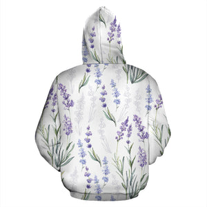 Hand Painting Watercolor Lavender Zip Up Hoodie