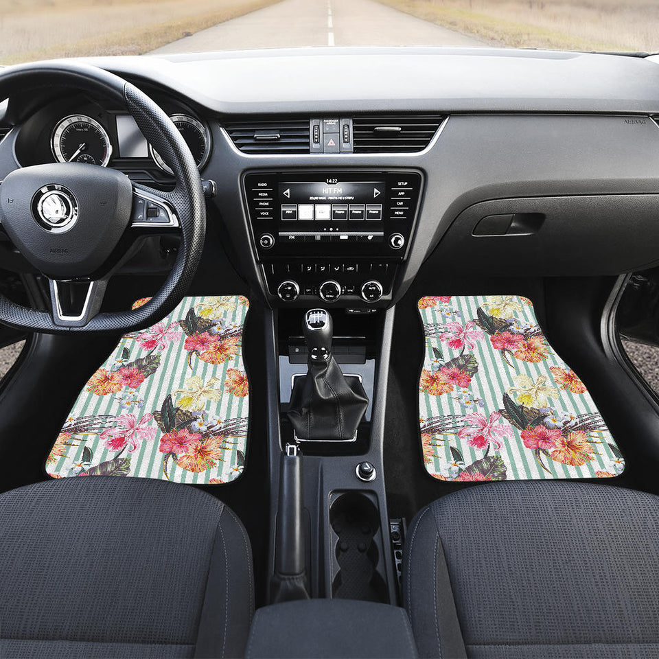 Colorful Orchid Flower Pattern Front Car Mats