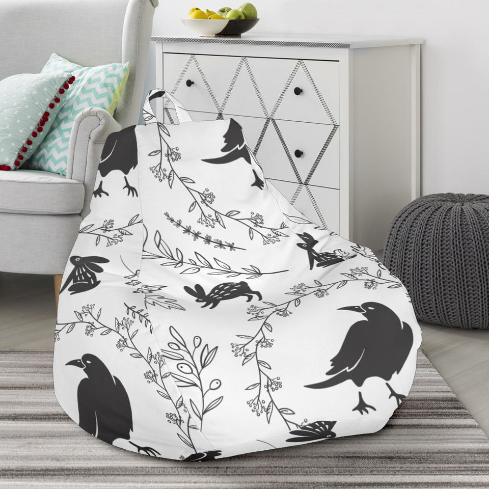 Crows Floral Wreath Rabbit Pattern Bean Bag Cover