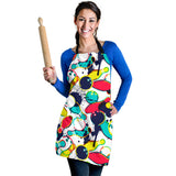 Watercolor Bowling Ball Pins Adjustable Apron